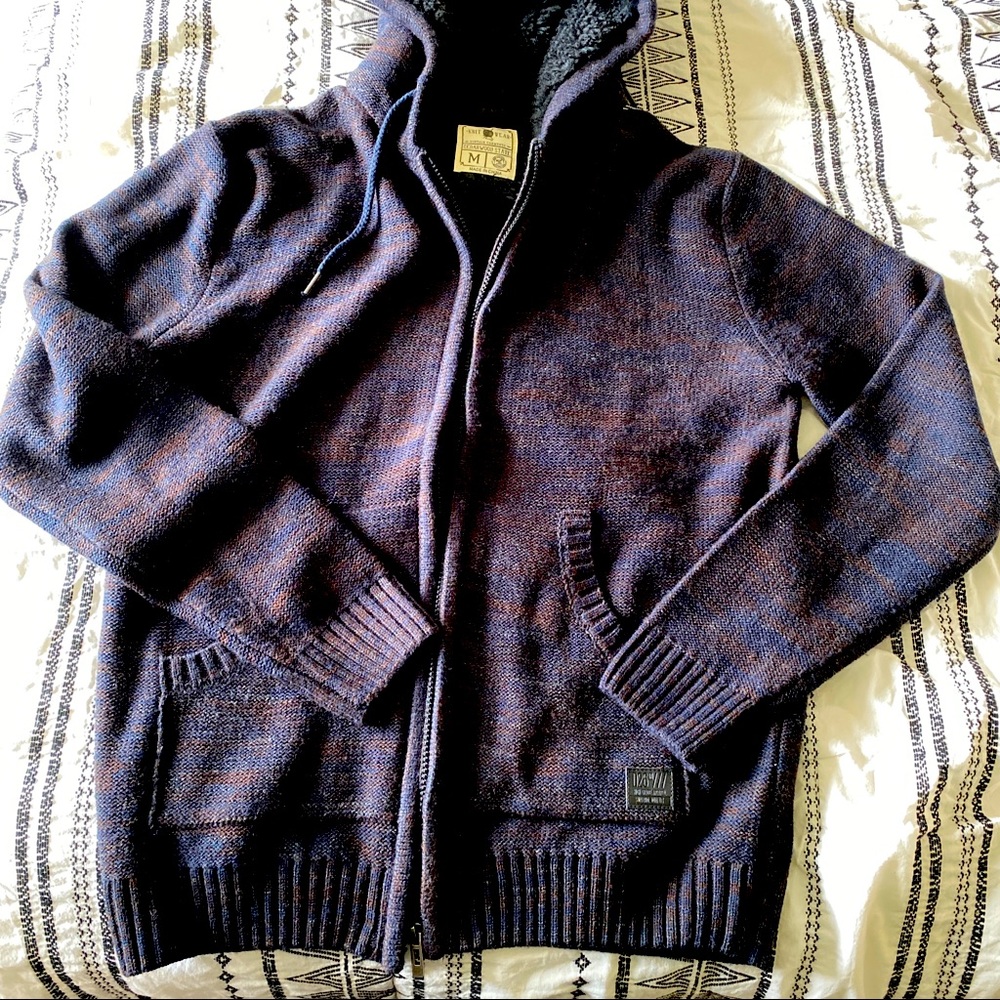 Mens faux sherpa lined hoodie size M